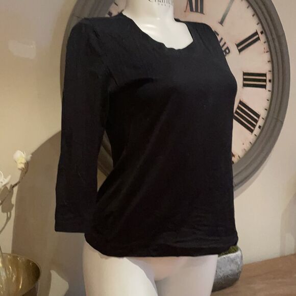 Akris punto black crew neck top sz 12 - Picture 2 of 7